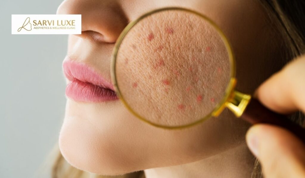 Skin texture treatment for depressed acne scars is being performed at the best clinic for acne scars in Ashok Vihar