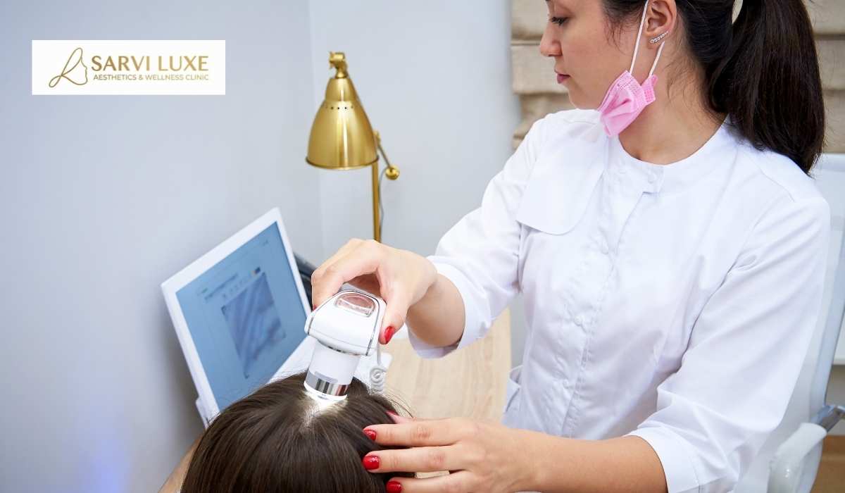 Scalp detox treatment session at Sarvi Luxe in Ashok Vihar